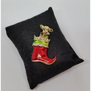 Vintage Gerry's Gold Tone Small Dog Christmas Brooch